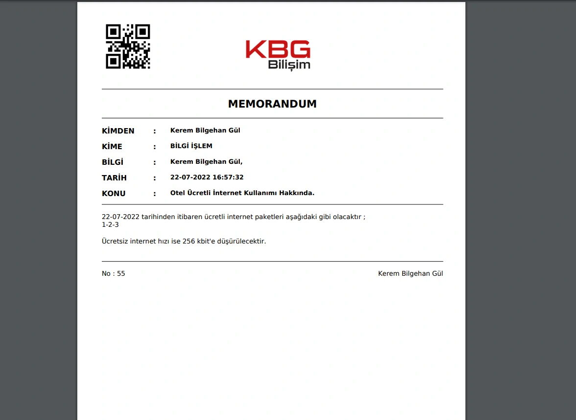 Memorandum ve İç Yazışma Yazılımı Memorandum PDF